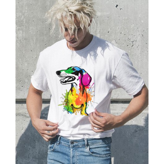Dackel Hund Wasserfarbene farbige Dackel Männer T-Shirt