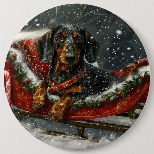 Dackel Hund Weihnachten Button (Vorderseite)