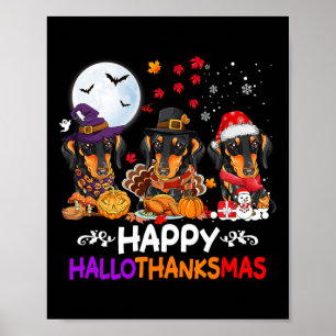 Dackel Hund Weihnachten Frohe Hallothankmas Danke Poster