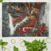 Dackel Hund Weihnachten Geschirrtuch (Gefaltet)