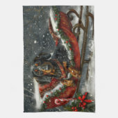 Dackel Hund Weihnachten Geschirrtuch (Vertikal)