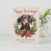 Dackel Hund Weihnachten glücklich Pawlidays Urlaub (Stehend Vorderseite)