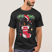 Dackel Hund Weihnachten Hund Weihnachten Strumpf 1 T-Shirt (Vorderseite)