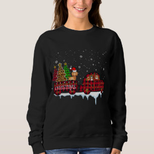 Dackel Hund Weihnachten Karierter Lkw Weihnachten Sweatshirt