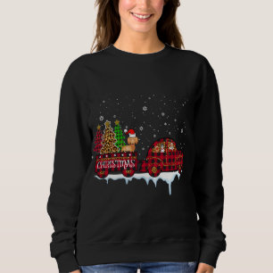 Dackel Hund Weihnachten Karierter Lkw Weihnachten Sweatshirt
