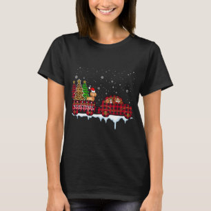 Dackel Hund Weihnachten Karierter Lkw Weihnachten T-Shirt