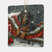 Dackel Hund Weihnachten Keramikornament (Links)