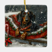 Dackel Hund Weihnachten Keramikornament (Vorderseite)