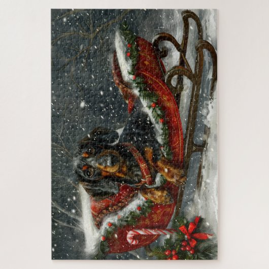 Dackel Hund Weihnachten Puzzle (Vertikal)