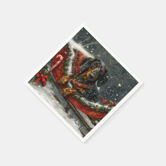 Dackel Hund Weihnachten Serviette (Ecke)