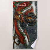 Dackel Hund Weihnachten Strandtuch (Vorderseite)