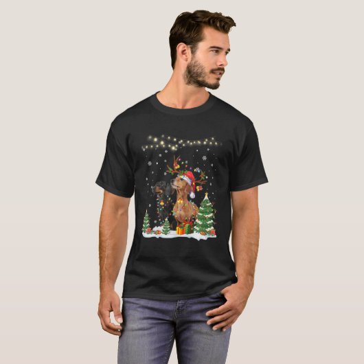 Dackel Hund Weihnachten Weihnachtsbaum Weihnachtss T-Shirt (Vorne ganz)