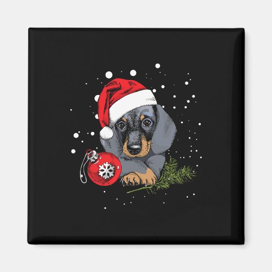 Dackel Hund Weihnachtsbaum Light Weihnachtsgeschen Magnet (Vorne)