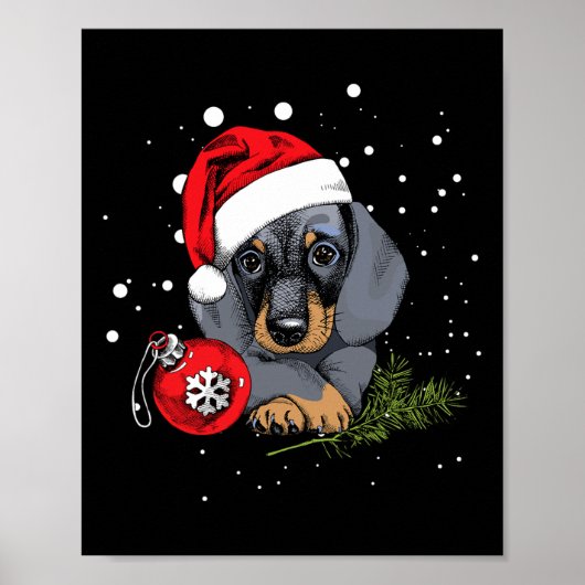 Dackel Hund Weihnachtsbaum Light Weihnachtsgeschen Poster (Vorne)