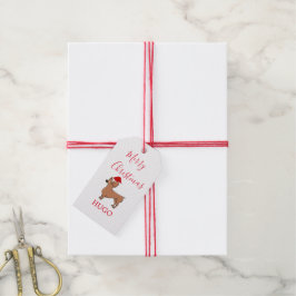 Dackel Hund Weihnachtsmannmütze Frohe Weihnachten Geschenkanhänger
