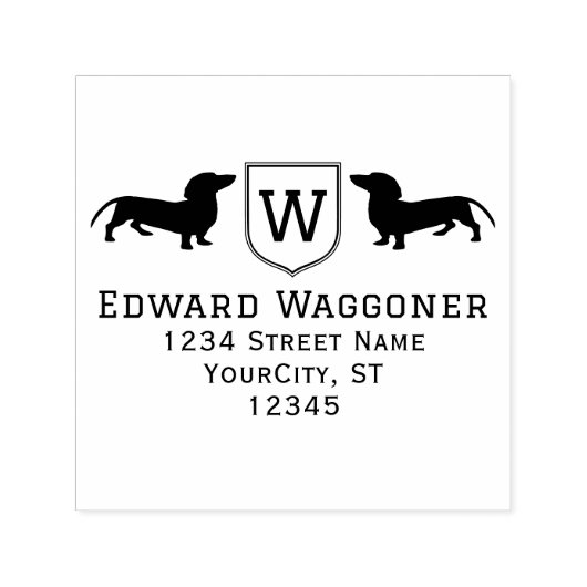 Dackel Hunde Anfangsname des Wappen, Rücksendeadre Permastempel (Design)