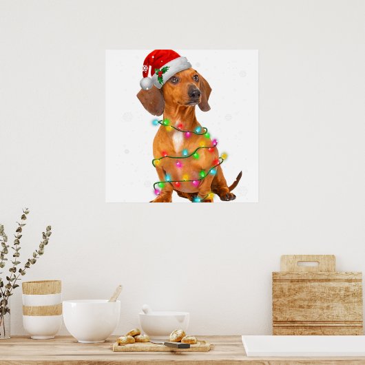 Dackel Hunde Bäume Weihnachten Weihnachten Weihnac Poster (Küche)