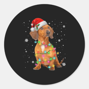 Dackel Hunde Bäume Weihnachten Weihnachten Weihnac Runder Aufkleber