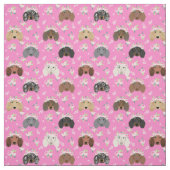 Dackel Hunde Blumenkronenrosa Stoff (Muster)