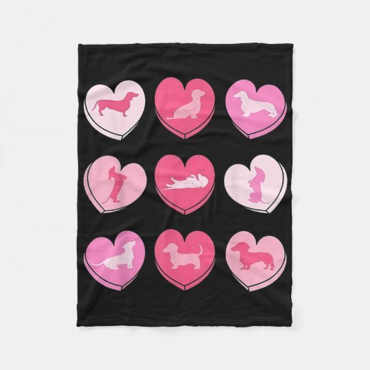 Dackel Hunde Dackel Herz Candy Valentinstag D Fleecedecke (Vorderseite)