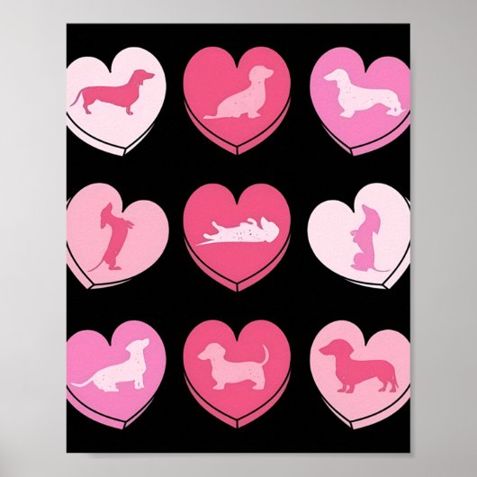 Dackel Hunde Dackel Herz Candy Valentinstag D Poster (Vorne)