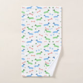 Dackel Hunde farbenfrohe Dackeln Pfoten Grün Badhandtuch Set (Handtuch)