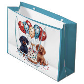 Dackel Hunde Große Geschenktüte (Vorderseite Schrägansicht)