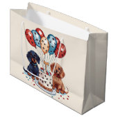 Dackel Hunde Große Geschenktüte (Vorderseite Schrägansicht)