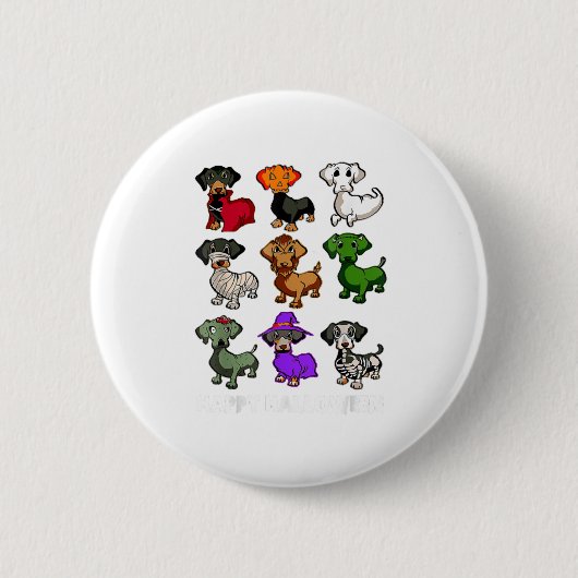Dackel Hunde Halloween Happy Halloween Button (Vorderseite)