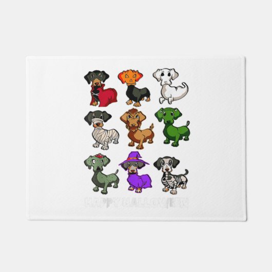 Dackel Hunde Halloween Happy Halloween Fußmatte (Vorderseite)
