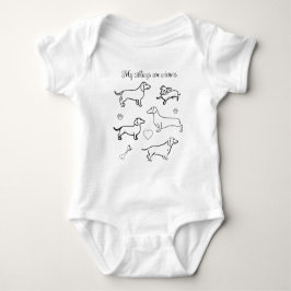 Dackel Hunde Haustiere Doodle Funny Black and Whit Baby Strampler