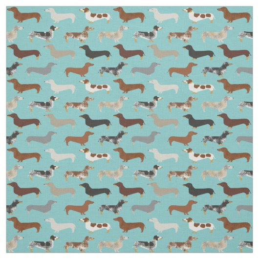 Dackel Hunde hellblau Stoff (Muster)