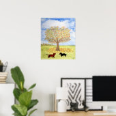 Dackel Hunde Herbstspaziergang Poster (Heimbüro)