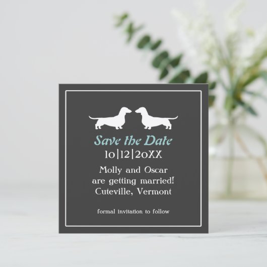 Dackel Hunde Hochzeit speichern das Datum der Einl Save The Date (Stehend Vorderseite)