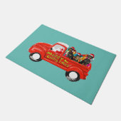 Dackel Hunde im Truck für Weihnachten Fußmatte (Schrägansicht)