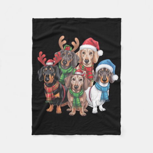 Dackel Hunde in festlicher Kleidung Fleecedecke (Vorderseite)