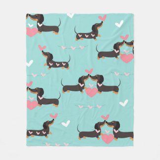 Dackel Hunde in Liebe und Herz nahtlos Fleecedecke