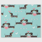 Dackel Hunde in Liebe und Herz nahtlos Geschenkpapier (Flach)