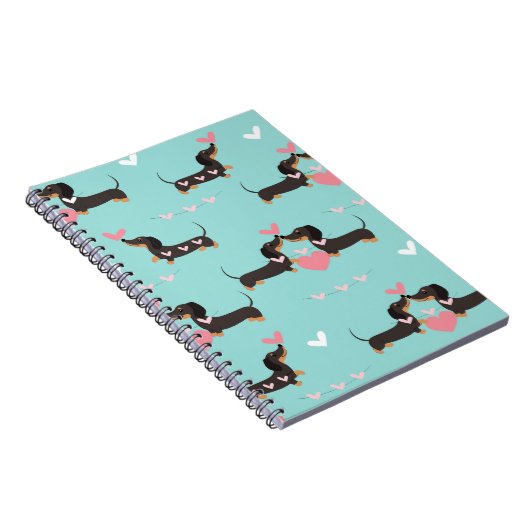 Dackel Hunde in Liebe und Herz nahtlos Notizblock (Rechte Seite)