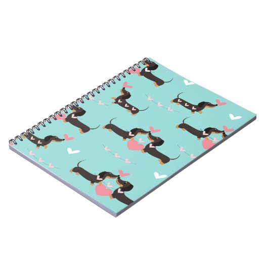 Dackel Hunde in Liebe und Herz nahtlos Notizblock (Linke Seite)