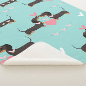 Dackel Hunde in Liebe und Herz nahtlos Sherpadecke (3/4)