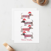 Dackel Hunde in Weihnachtsfeiertagen Mitteilungskarte (Vorderseite/Rückseite Beispiel)