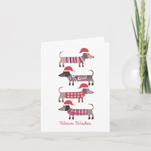 Dackel Hunde in Weihnachtsmannmützen Weihnachten (Vorderseite)