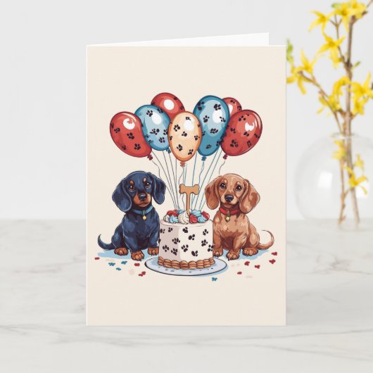 Dackel Hunde Karte (Gelbe Blume)