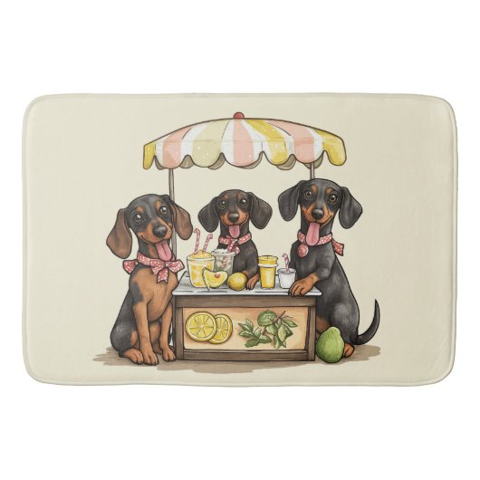 Dackel Hunde Lemonade Stand Badematte (Vorderseite)