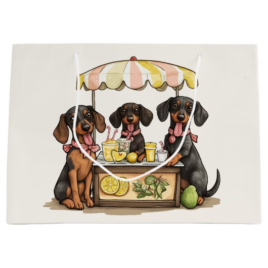 Dackel Hunde Lemonade Stand Große Geschenktüte (Vorderseite)