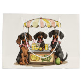 Dackel Hunde Lemonade Stand Große Geschenktüte (Rückseite)