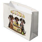 Dackel Hunde Lemonade Stand Große Geschenktüte (Rückseite Schrägansicht)