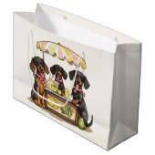Dackel Hunde Lemonade Stand Große Geschenktüte (Vorderseite Schrägansicht)