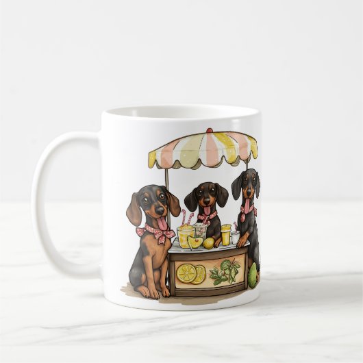 Dackel Hunde Lemonade Stand Kaffeetasse (Links)